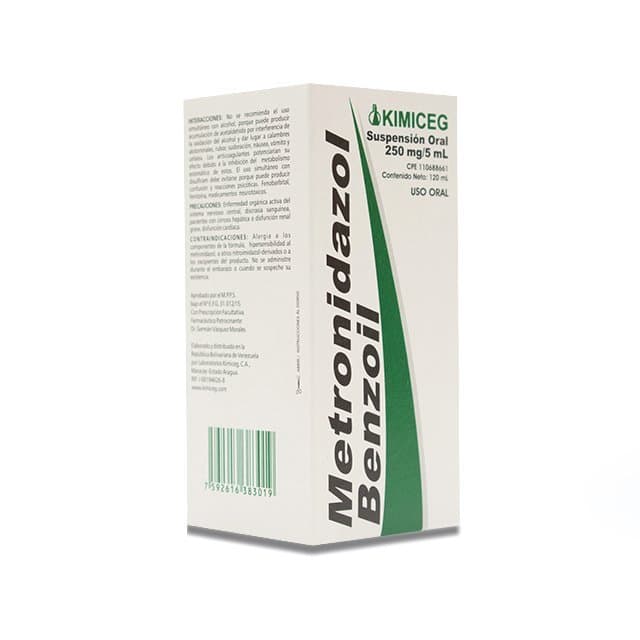 Foto de METRONIDAZOL BEN 250 MG/ 5 ML X 120 ML KIMICEG